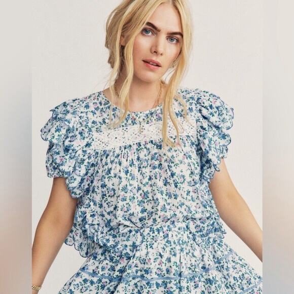 LoveShackFancy Nelson Floral Print Top Size XS - Picture 1 of 12